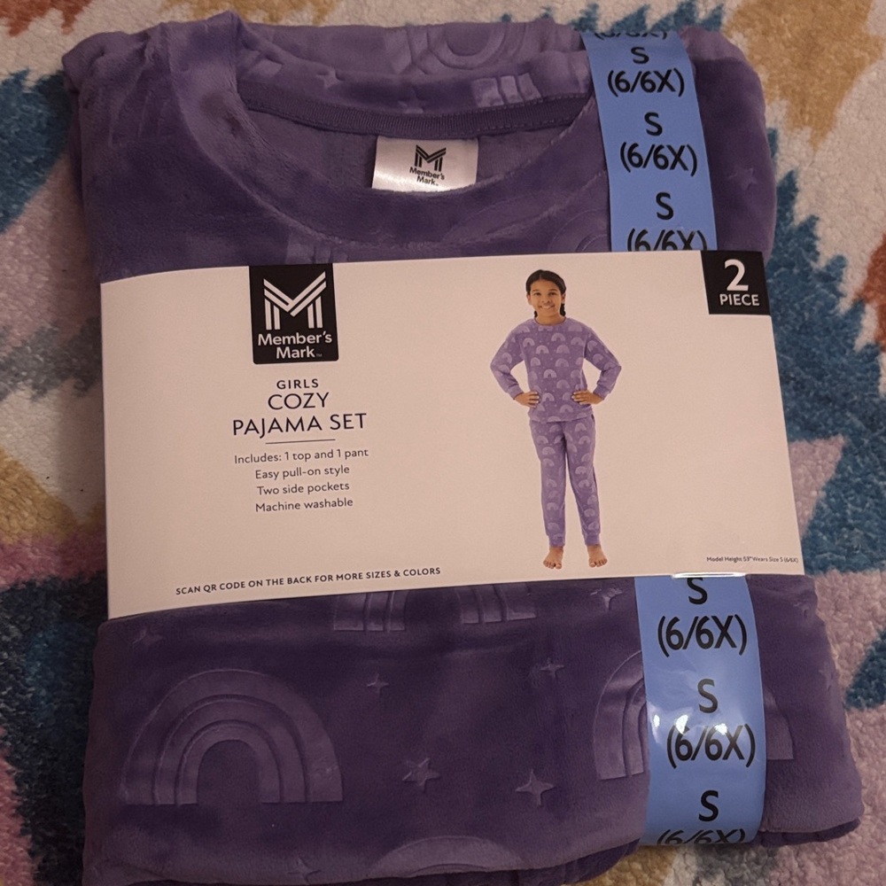 Girls' Cozy Purple Pajama Set - 2 Piece